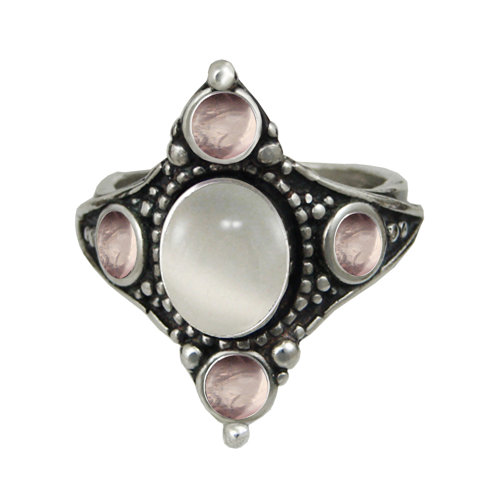 Sterling Silver Renaissance Queen's Ring With White Moonstone Size 10